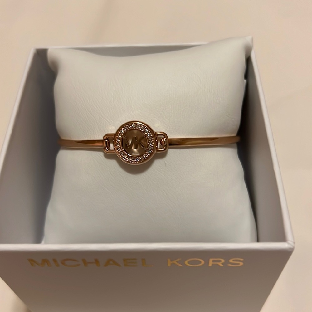 Michael Kors Rose Gold Fashion Bangle with Rhinestone Accents